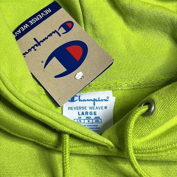 CHAMPION LADIES Reverse Weave Heavyweight Cropped Hoody Rainbow Logo Sweatshirt - Picture 8 of 9